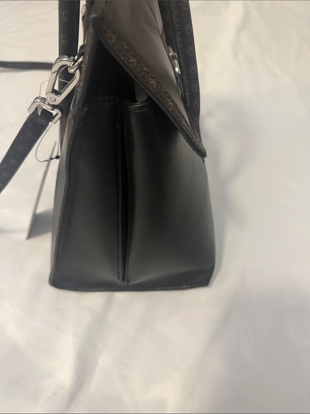 Calvin Klein Black Satchel with CK Logo Plaque